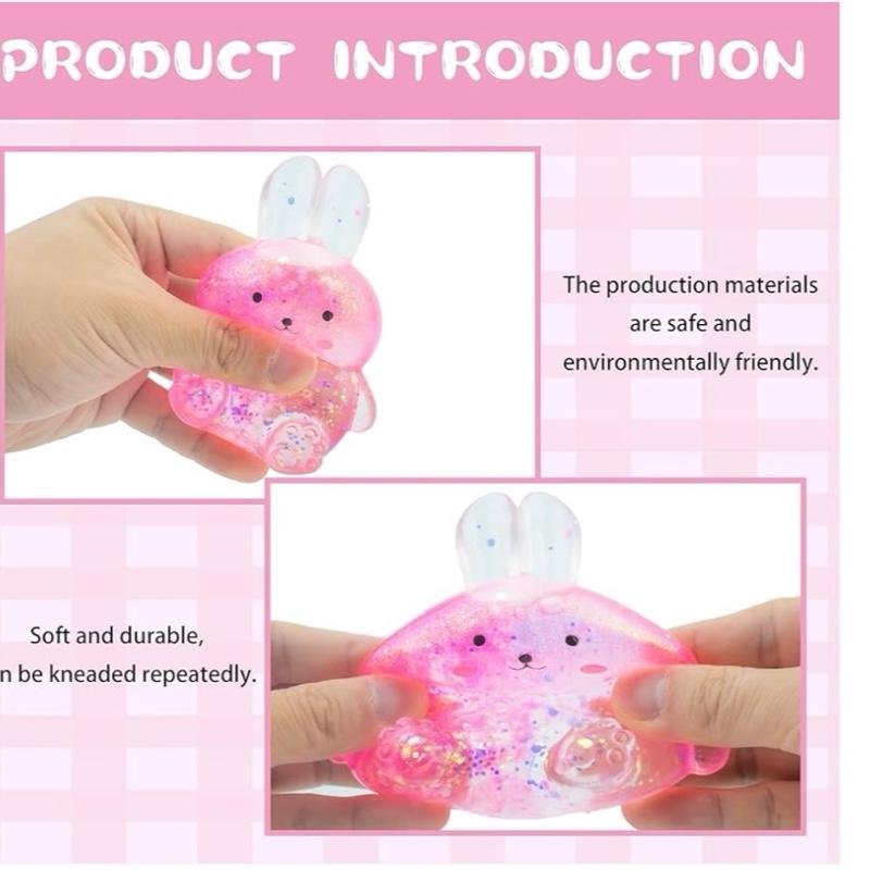 BUNNY Pinch Family Sugar Squishy Bunny Sensory Toy - Glittery Design