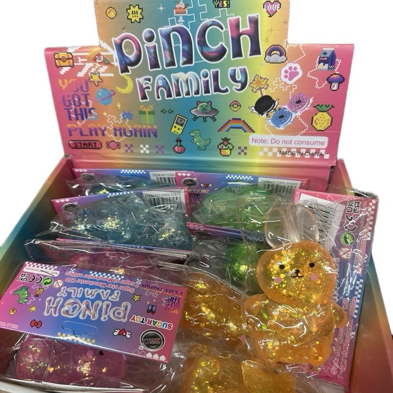 BUNNY Pinch Family Sugar Squishy Bunny Sensory Toy - Glittery Design