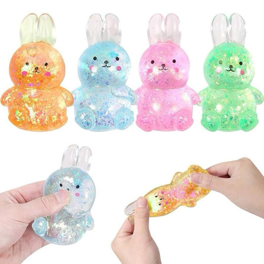 BUNNY Pinch Family Sugar Squishy Bunny Sensory Toy - Glittery Design