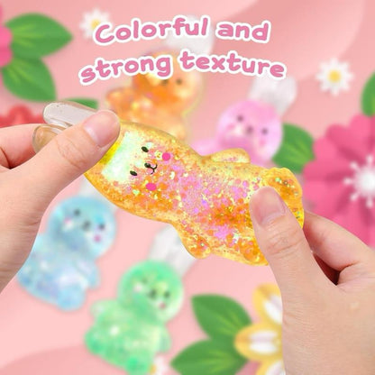 BUNNY Pinch Family Sugar Squishy Bunny Sensory Toy - Glittery Design