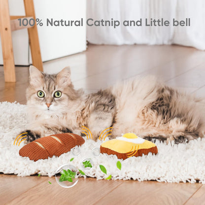 ROLUFY Cat Toys, 2 Pack Catnip Bell Sound Toys Soft and Durable, Interactive Cat Kick Chew Bite Toy
