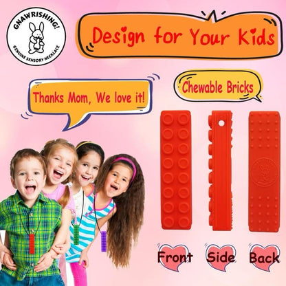 Chew Necklaces for Sensory Kids 8 Pcs Sensory Chewy Toys Autism, ADHD(8Pcs Brick Shape)