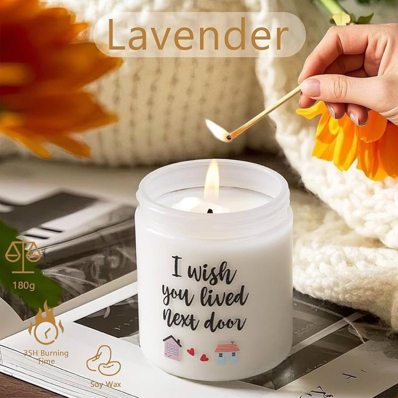 Candles Gifts for Women, Lavender Scented Candles Long Burning 35 Hours, 6.4OZ Lavender Candle I Wish You Lived Next Door, Natural Soy Candle Aromatherapy Gifts