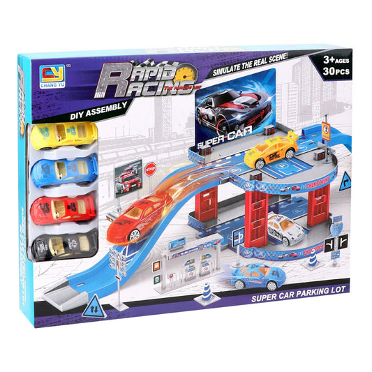 Rapid Racing Elevated Race Track, Super Car Parking Lot