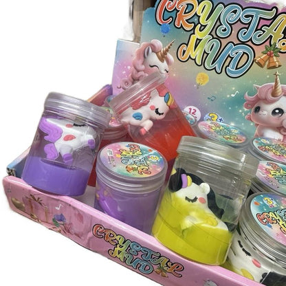 Unicorn mud assorted colour slime with unicorn accessory charm