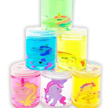Unicorn mud assorted colour slime with unicorn accessory charm