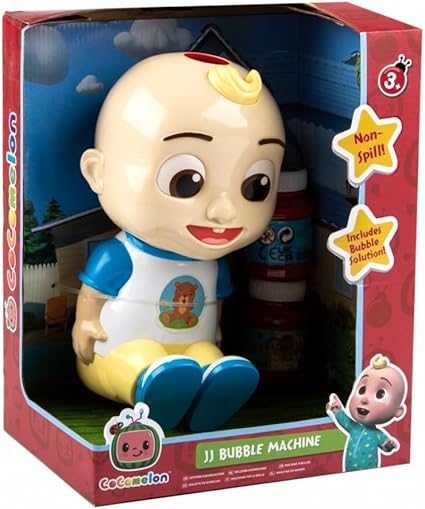 Cocomelon JJ Design Bubble Maker Machine Blower With Bubble Solution Non Spill Childrens 3+
