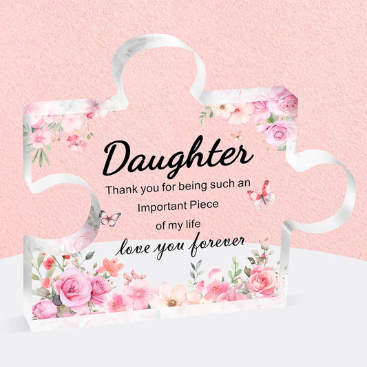 Gifts for Daughter- Acrylic plaque Puzzle, Touching Sayings Engraved
