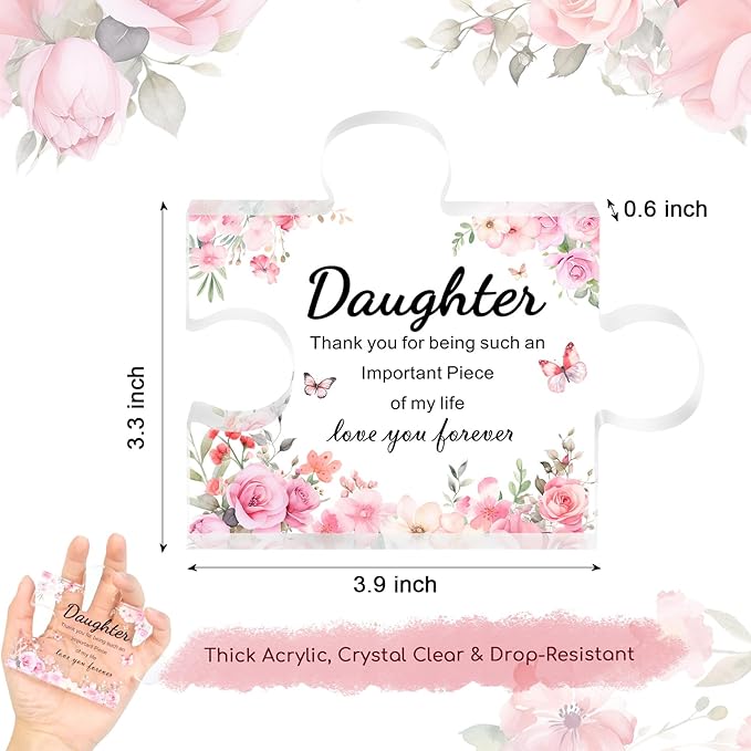 Gifts for Daughter- Acrylic plaque Puzzle, Touching Sayings Engraved