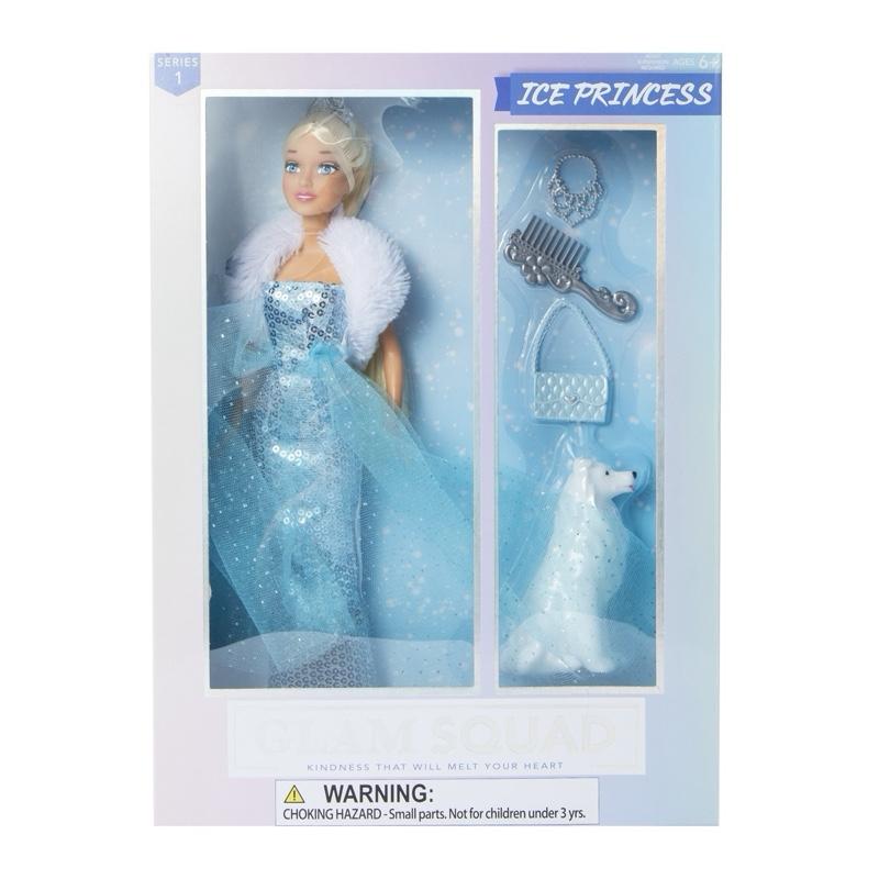 Glam Squad Ice Princess Doll - Blue Gown with White Fur Trim & Accessories