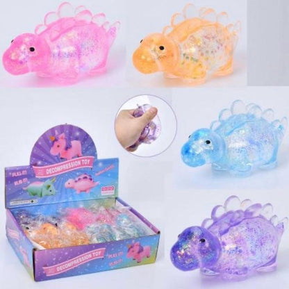 DINOSAUR Glitter Sugar Filled Decompression Dinosaur Toys - Pull It Rub It Restore Quickly Stress Relief Fun Kids Toys