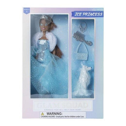 Glam Squad Ice Princess Doll - Blue Gown with White Fur Trim & Accessories