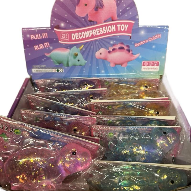 DINOSAUR Glitter Sugar Filled Decompression Dinosaur Toys - Pull It Rub It Restore Quickly Stress Relief Fun Kids Toys