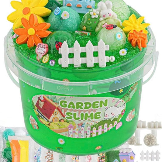Green Crystal Slime Kit for Girls & Boys Ages 8-12, Slime Bucket with Slime Clay, 10 Packs of Add-ins, Slime Party Favors for Kids, Sensory Toys Girls & Boys Gifts