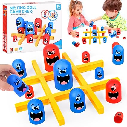 Tic Tac Toe Game, Big Eat Small Tic Tac Toe Game, 2 Players Gobblet Gobblers Board Game for Kids Adults, Interactive Family Games Tic Tac Toe Board Game