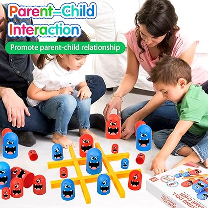 Tic Tac Toe Game, Big Eat Small Tic Tac Toe Game, 2 Players Gobblet Gobblers Board Game for Kids Adults, Interactive Family Games Tic Tac Toe Board Game