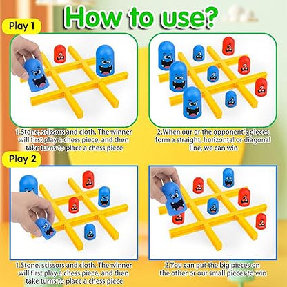 Tic Tac Toe Game, Big Eat Small Tic Tac Toe Game, 2 Players Gobblet Gobblers Board Game for Kids Adults, Interactive Family Games Tic Tac Toe Board Game