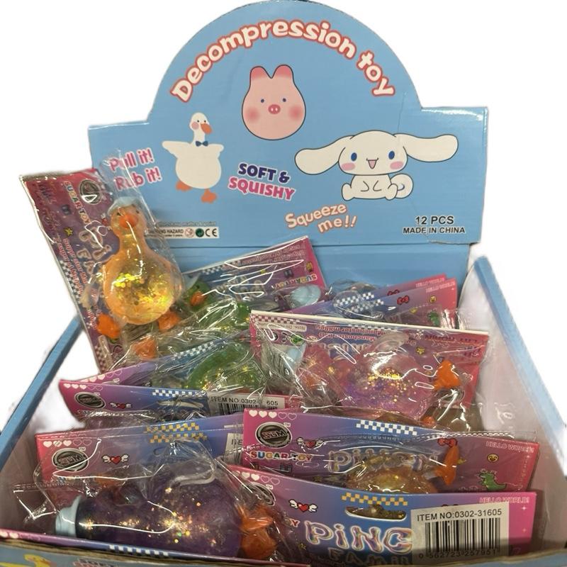 Rubber Ducks Decompression Toy, Colourful Glitter Duck Shape Squishy, Fidget Sensory Toy