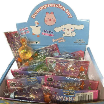 Rubber Ducks Decompression Toy, Colourful Glitter Duck Shape Squishy, Fidget Sensory Toy