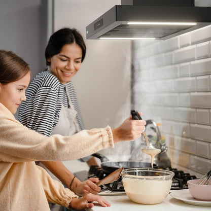 Ciarra 90cm Cooker Hood CBCB9102P Smart App WIFI Touch Control 650m³/h Recirculating&Ducting Wall Mount Hood Kitchen Extractor Fan 4-Speed with Booster Function Dimmable LED Lights [Energy Class A+++]