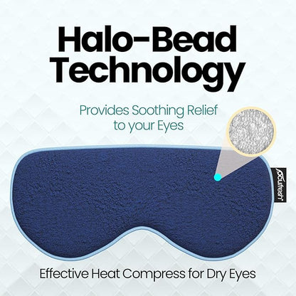Ocufresh Heated Eye Mask for Dry Eyes, Blephartis, Styes - Microwave Activated Halobeads for Soothing Relief - Skin-Friendly Fabric - Hypoallergenic, Non-Toxic, Washable - Pouch Included