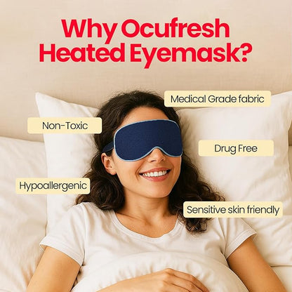 Ocufresh Heated Eye Mask for Dry Eyes, Blephartis, Styes - Microwave Activated Halobeads for Soothing Relief - Skin-Friendly Fabric - Hypoallergenic, Non-Toxic, Washable - Pouch Included