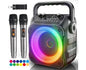 [Newest] Karaoke Machine 2 Microphones Adults: Wowstar Karaoke Speaker with Wireless Microphones - Mini Karaoke Machine Set - Portable Bluetooth PA Speaker for TV Phone Party Home Outdoor Gift Kids