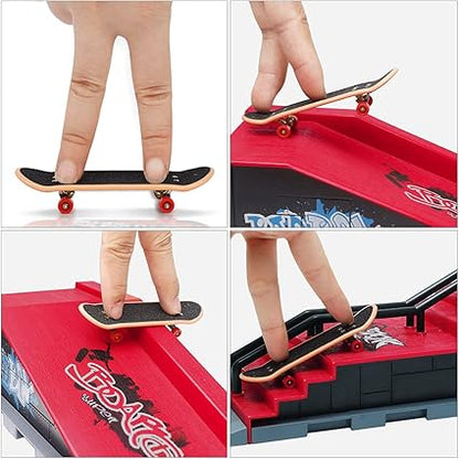 Mini Finger Skateboard with Ramp Accessories (3 ramp sets to choose from)
