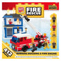 Block Tech Fire Rescue Burning Building & Fire Engine 412 Pieces
