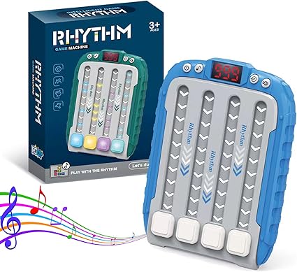 Electronic Music Rhythm Game Machine, Handheld Push Pop Game with Lights Music, Quick Press Fidget Toy,Travel Puzzle Game Console, Sensory Toy