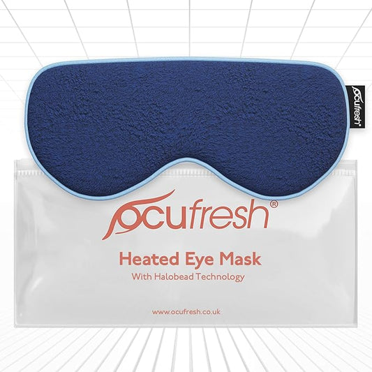 Ocufresh Heated Eye Mask for Dry Eyes, Blephartis, Styes - Microwave Activated Halobeads for Soothing Relief - Skin-Friendly Fabric - Hypoallergenic, Non-Toxic, Washable - Pouch Included