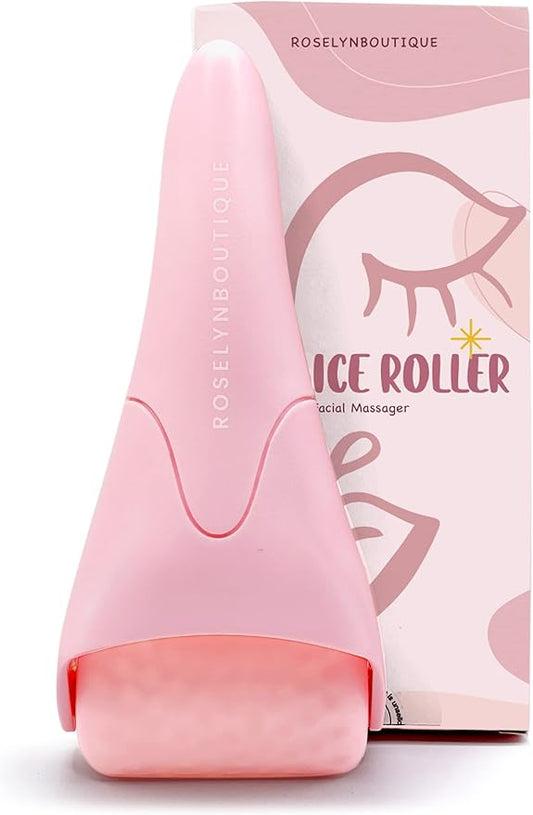 Ice Roller for Face Massage Kit - Face Roller Self Care Gifts for Women Kit Reduce Wrinkles Puffiness Aging (Pink)