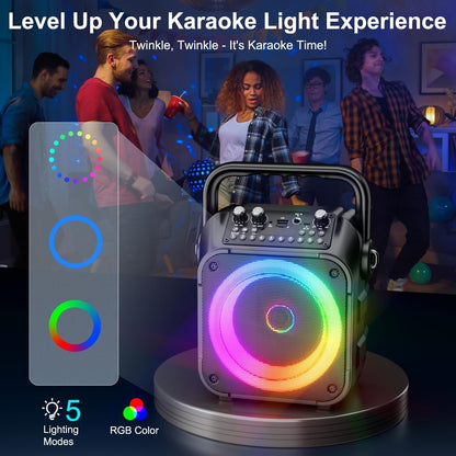 [Newest] Karaoke Machine 2 Microphones Adults: Wowstar Karaoke Speaker with Wireless Microphones - Mini Karaoke Machine Set - Portable Bluetooth PA Speaker for TV Phone Party Home Outdoor Gift Kids