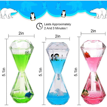 Fun2Learn Sensory Toy for Relaxation Motion Timer Colour Lava Lamp 3 Pack Incredibly Effective Calming Stress Relief Hourglass Toy Liquid Motion Bubbler