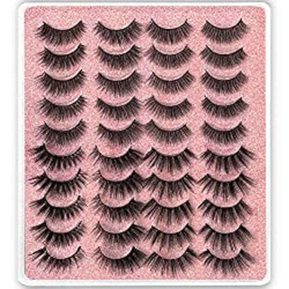 20 Pairs False Eyelashes 3D Faux Mink Lashes Natural Look Wispy Fake Eyelashes ALPHONSE 16-20MM Fluffier Volume Long Thick Lashes Pack 5 Styles Mixed