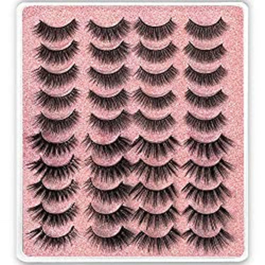 20 Pairs False Eyelashes 3D Faux Mink Lashes Natural Look Wispy Fake Eyelashes ALPHONSE 16-20MM Fluffier Volume Long Thick Lashes Pack 5 Styles Mixed