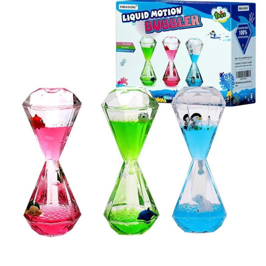Fun2Learn Sensory Toy for Relaxation Motion Timer Colour Lava Lamp 3 Pack Incredibly Effective Calming Stress Relief Hourglass Toy Liquid Motion Bubbler