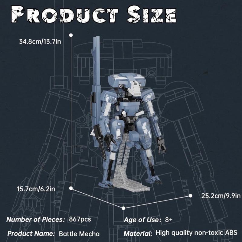 Metal Mecha Building Set C9821 807 Pieces Mech Robot Model Building Toys Action Movie Collection Gift for Gaming Fans 6+ Kids and Adults