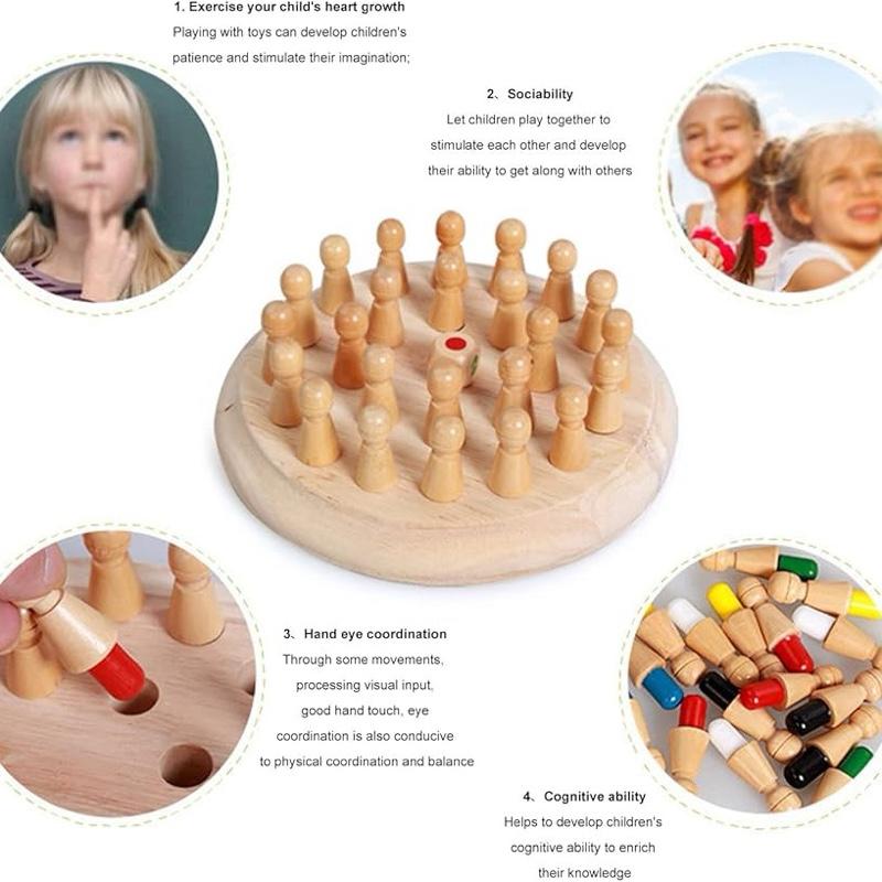 Kid Wooden Stick Chess Memory Match Game for Early Learning Birch Wood Block Board Game Family Entertainment