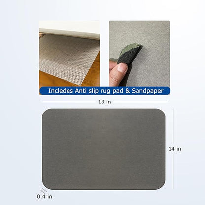 AP1US Stone Bath Mat - Upgraded Diatomaceous Non Slip Mat For Bathroom Floor - Absorbent Diatomite Quick Dry Bath Mat Grey