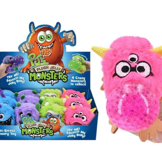 Plush Jelly Monsters Sensory Squishy - Hi-Stress Toy with 4 Crazy Monsters to Collect - Try Me Squeeze My Jelly Belly
