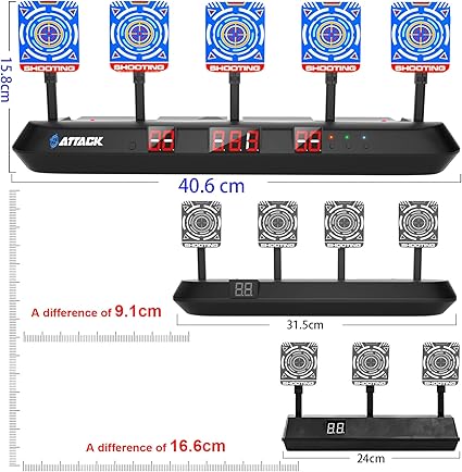 HOPOCO Nerf Digital Scoring Target,  5 Targets, 3 Gaming Modes, Auto Reset, 20 Pcs Bullets, 2 Hand Wrist Bands