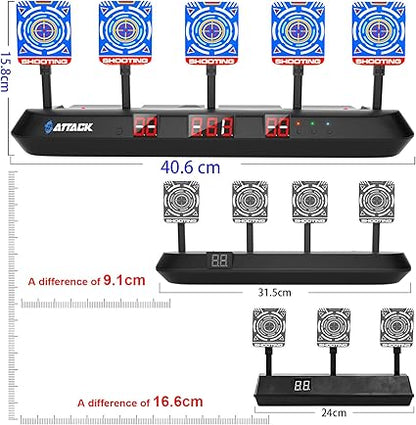 HOPOCO Nerf Digital Scoring Target,  5 Targets, 3 Gaming Modes, Auto Reset, 20 Pcs Bullets, 2 Hand Wrist Bands