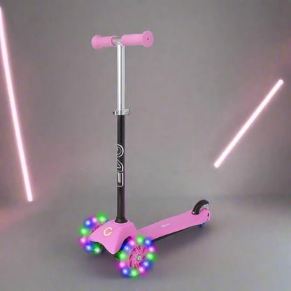 Pink EVO Light-Up Mini Cruiser 3-Wheeled Kids Scooter with Light-Up Wheels | Adjustable Height for Ages 2-7