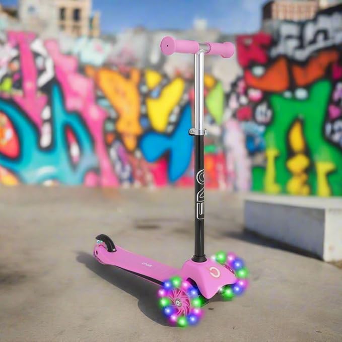 Pink EVO Light-Up Mini Cruiser 3-Wheeled Kids Scooter with Light-Up Wheels | Adjustable Height for Ages 2-7