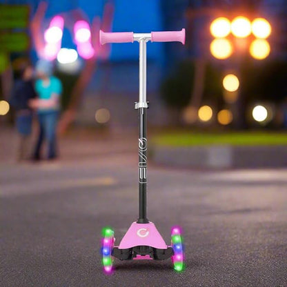 Pink EVO Light-Up Mini Cruiser 3-Wheeled Kids Scooter with Light-Up Wheels | Adjustable Height for Ages 2-7