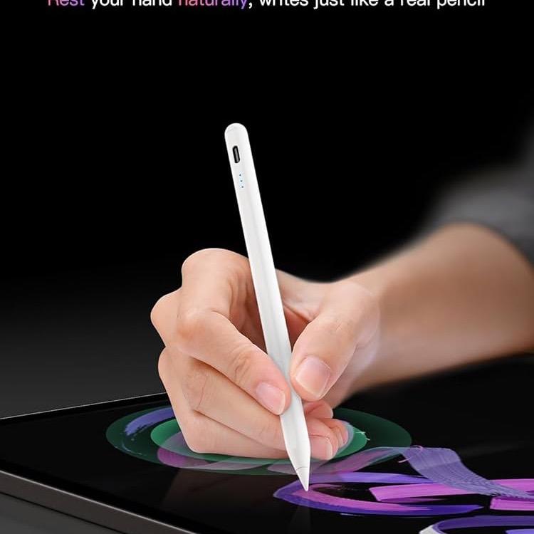 Stylus Pen for iPad 2018-2025 USB-C Fast Charging Pencil with Pixel-Perfect Tilt Sensitivity for Precise Drawing