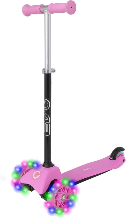 Pink EVO Light-Up Mini Cruiser 3-Wheeled Kids Scooter with Light-Up Wheels | Adjustable Height for Ages 2-7