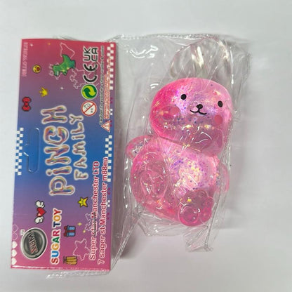 BUNNY Pinch Family Sugar Squishy Bunny Sensory Toy - Glittery Design