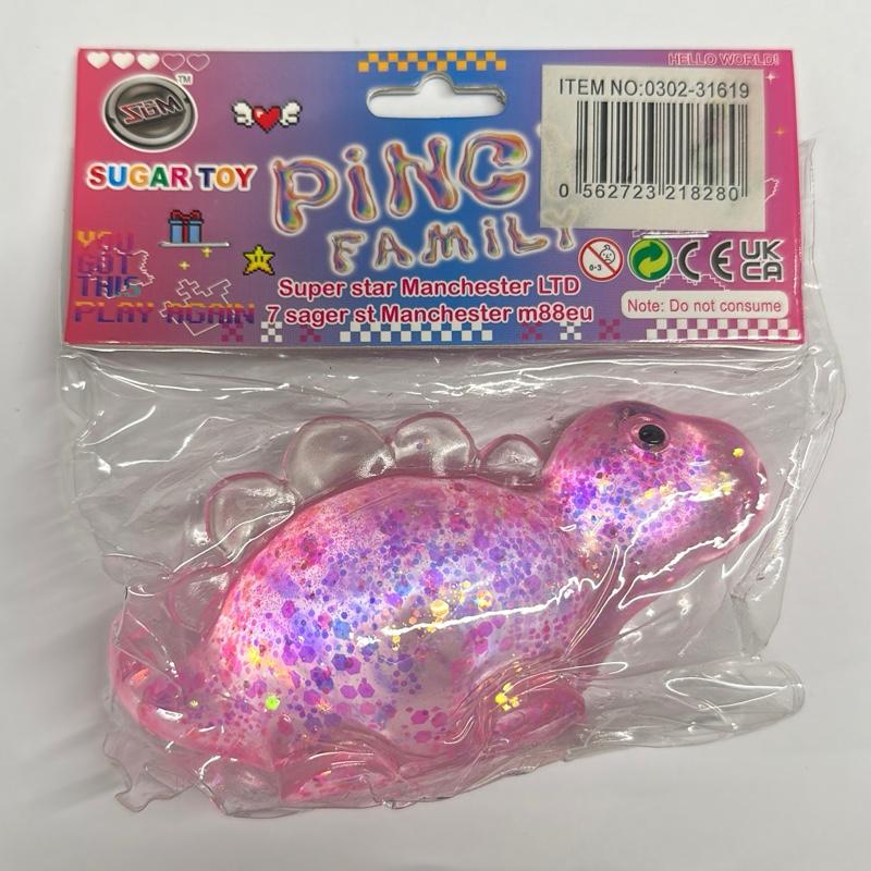 DINOSAUR Glitter Sugar Filled Decompression Dinosaur Toys - Pull It Rub It Restore Quickly Stress Relief Fun Kids Toys